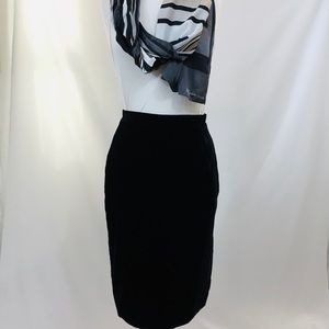 St John Black Velvet Split Side Pencil Skirt